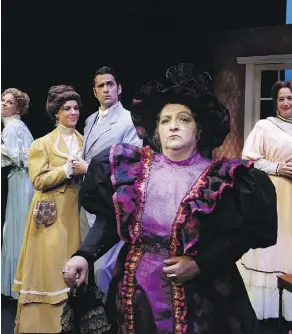  ??  ?? Leona Brausen, in all her puffed purple glory as Lady Bracknell in The Importance of Being Earnest, was made for the role, says Liane Faulder.