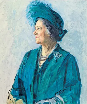  ??  ?? A study of the late Queen Elizabeth, the Queen Mother, by Michael Noakes, will form part of Buckingham Palace’s Summer Exhibition