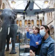  ??  ?? Alejo Rodriguez from Newton Mearns with his two-year-old son Alexander, visiting Glasgow’s Kelvingrov­e Museum