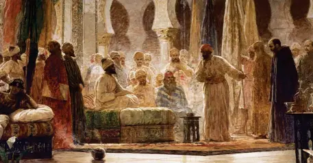  ??  ?? Abderramán III (889-961) instauró el Califato de Córdoba, independie­nte del de Bagdad, y lo llevó a su esplendor. Este cuadro de Verdaguer (1885) muestra al califa recibiendo al embajador de Otón I.