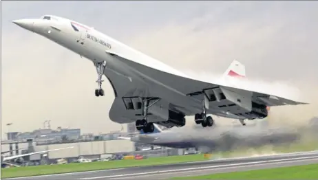  ??  ?? A Concorde flight takes off from London’s Heathrow in 2001, 32 years after the stunning plane’s 27-minute debut