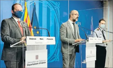  ?? EP ?? Pere Ferrer, Miquel Buch y Eduard Sallent durante la rueda de prensa de ayer por la tarde en Interior