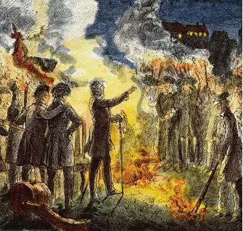  ?? Foto: epd ?? 18. Oktober 1817, Wartburgfe­st: ein Schritt zur deutschen Nation aus liberalem Geiste (Zeichnung von W. Friedrich).