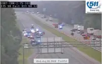  ?? IMAGE TAKEN FROM GDOT TRAFFIC CAMERA ?? A police chase on Interstate 75 shut down the southbound lanes of the highway at Dalton on Wednesday.