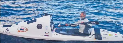  ??  ?? Scott Donaldson paddled for up to 16 hours a day for 62 days to cross the Tasman Sea in his kayak.