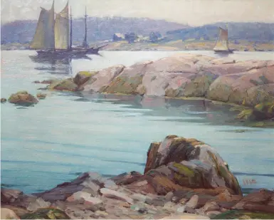  ??  ?? George W. Sotter (1879-1953), Low Tide Rockport, Maine. Oil on canvas, 26 x 32¼ in. Gift of Marguerite and Gerry Lenfest.