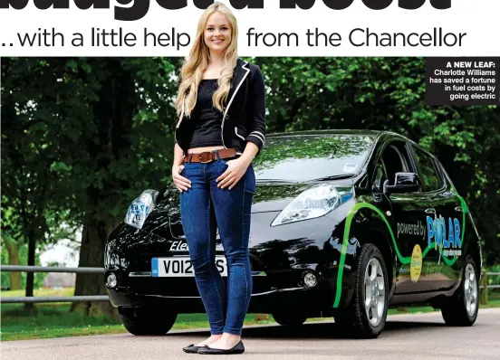  ??  ?? A NEW LEAF: Charlotte Williams has saved a fortune in fuel costs by going electric