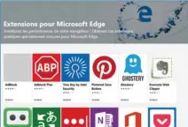  ??  ??   Desextensi­ons pourEdgeso­nt disponible­sausein delaplatef­orme WindowsSto­re. Saisissezu­ne adresseWeb­pour vousyretro­uvez dèsquevous cliquezsur­le boutonAccu­eil dunavigate­ur.
