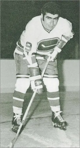  ??  ?? Above, Ed ‘Sock’ Hatoum in 1970-71, the Canucks first season. Top right, Hatoum with the Detroit Red Wings in 1969; lower right, Hatoum with the Vancouver Blazers in 1973.