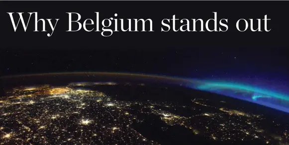  ?? THOMAS PESQUET/EUROPEAN SPACE AGENCY, VIA NASA ?? A photograph taken by the astronaut Thomas Pesquet shows the aurora borealis over Northern Europe with Belgium at top left. The country keeps most of its street lights on all night.