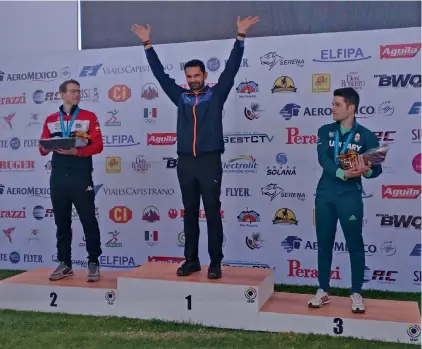  ??  ?? Akhil Sheoran won gold in the men’s 50m rifle 3 positions at the ISSF World Cup in Guadalajar­a, Mexico.
