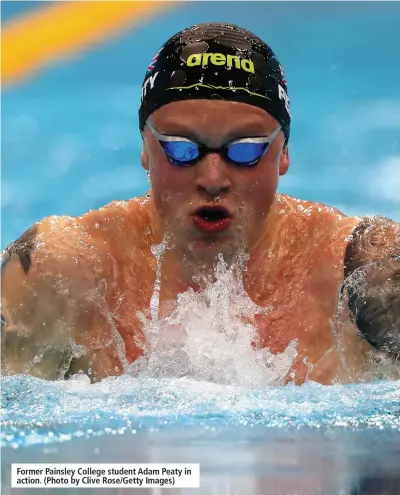  ??  ?? Former Painsley College student Adam Peaty in action. (Photo by Clive Rose/getty Images)