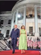  ?? EVAN VUCCI/AP ?? President Donald Trump and first lady Melania Trump at the RNC at the White House Thursday.