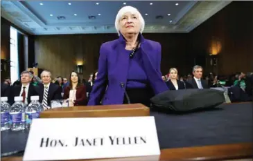  ?? WIN MCNAMEE/GETTY IMAGES NORTH AMERICA/AFP ?? Federal Reserve Board Chairwoman Janet Yellen arrives for testimony before the Senate Banking, Housing and Urban Affairs Committee on February 14, in Washington, DC.