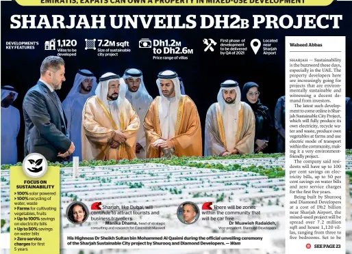  ?? Wam ?? his highness Dr Sheikh Sultan bin Mohammed Al Qasimi during the official unveiling ceremony of the Sharjah Sustainabl­e city project by Shurooq and Diamond Developers. —