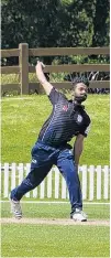  ?? PHOTO: CHRISTINE O’CONNOR ?? Vinay Chandrappa steams in for Carisbrook­Dunedin Kaikorai at the University Oval club cricket T20 final yesterday.