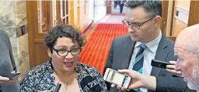  ?? Mark Mitchell ?? Metiria Turei and James Shaw under the media spotlight.