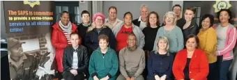  ??  ?? The volunteers with Lieut-Col Paulse, Sgt James (Mossel Bay) and Sgt Botha (Great Brak). The volunteers gave of their time to attend training and the workshop. The informatio­n and training are invaluable and the volunteers are eager to proceed into the community to provide assistance.