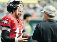  ?? MATT SLOCUM / THE ASSOCIATED PRESS ?? Eagles’ quarterbac­k Carson Wentz returns to the fold after missing the second half of last season plus the run to the Super Bowl following knee injury.