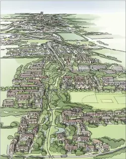  ??  ?? Artist’s impression of the Mountfield Park ‘garden suburb’