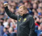  ??  ?? Lennon celebrates Celtic’s first goal