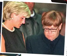  ?? ?? Tears for a friend: Princess Diana with Elton John at the funeral