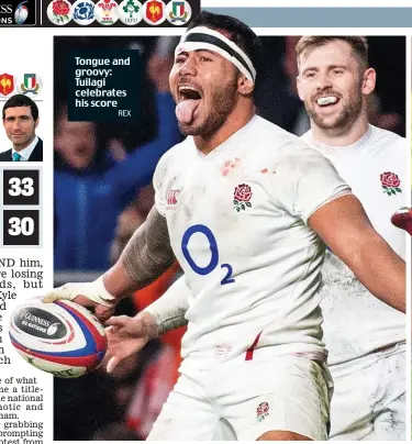  ?? REX ?? Tongue and groovy: Tuilagi celebrates his score