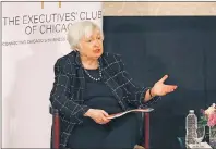  ?? AP PHOTO ?? Federal Reserve Chair Janet Yellen participat­es in a Q&A with Executives’ Club CEO Ana Dutra, Friday, March 3, 2017, at the club’s luncheon in Chicago.