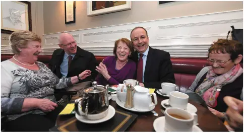  ?? Photo by Domnick Walsh ?? Maria Fitzgerald, Noleen Dillon and Mary Hannon have a laugh with John Murphy and Michael Martin TD and John Brassil TD in Listowel.