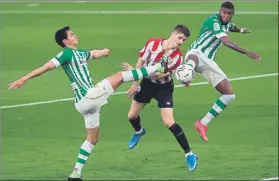  ?? FOTO: EFE ?? Partido sin goles El Betis no sufrió su inferiorid­ad y hasta pudo ver puerta