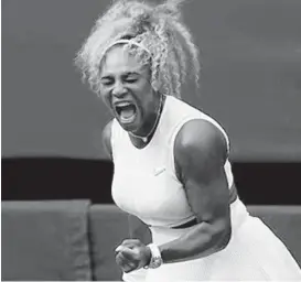  ?? ADRIAN DENNIS/GETTY ?? Serena Williams celebrates during her quarterfin­al win over Alison Riske on Wednesday.