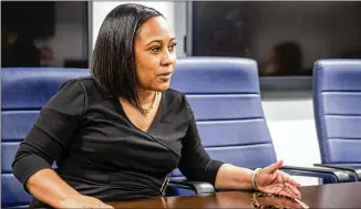  ?? JENNI GIRTMAN FOR THE AJC ?? Fulton County’s newly elected District Attorney Fani Willis says she is going to need 30 to 35 more attorneys and 30 other staffers to begin clearing the backlog of criminal cases.