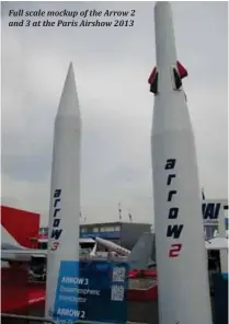  ??  ?? Full scale mockup of the Arrow 2 and 3 at the Paris Airshow 2013