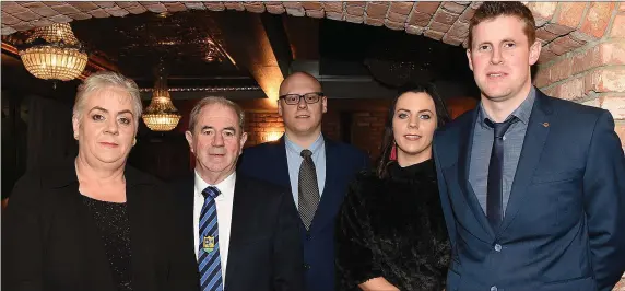  ??  ?? Mary, Barney and James Carrie, Bernie and Ronan Carroll at St Mary’s GFC awards dinner in Muldoons.