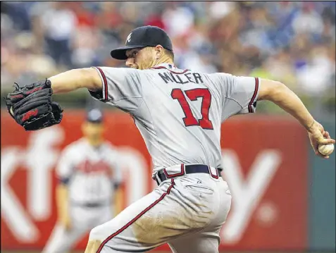  ?? HUNTER MARTIN / GETTY IMAGES ?? Falling to 5-8, Shelby Miller is 0-7 despite a 3.19 ERA in his past 13 starts, the longest drought of his career and the longest by any Braves pitcher since Kenshin Kawakami went 14 starts without a win in 2010.