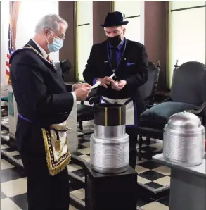  ?? Contribute­d photo ?? St. Peter’s Lodge No. 21 sealed a time capsule that will be opened on the lodge’s 300th anniversar­y in the year 2092.