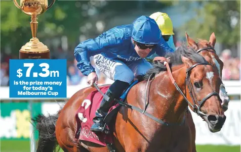  ?? REX ?? Best Solution, the mount of Pat Cosgrave who has won races in Dubai, England, Germany and Australia, now bids to give Godolphin a first success in the Melbourne Cup, Australia’s most famous horse race to be run today.