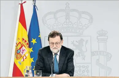  ?? EMILIA GUTIÉRREZ ?? El presidente Mariano Rajoy, en la rueda de prensa posterior al Consejo de Ministros del viernes