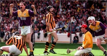  ??  ?? When Billy Byrne sunk the Cats in 1997, the world seemed like a perfect place for Wexford hurling fans.