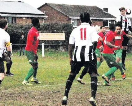  ??  ?? Action from Shepshed Dynamo’s 0-0 draw with Coventry United. Picture by Eden Wells.