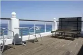  ??  ?? A spacious terrace looks out over the dazzling blue of the Strait of Gibraltar.