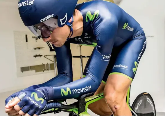  ??  ?? Movistar’s joined up aero project looks at the skinsuit design, rider position and equipment together