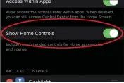 ??  ?? Flip this toggle to see Home items in Control Centre.