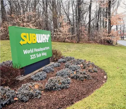  ?? Arnold Gold/Hearst Connecticu­t Media ?? Subway’s ownership is currently split between the families and foundation­s establishe­d by the late Fred DeLuca and Peter Buck who founded Subway in 1965. The company has a dual headquarte­rs office in Milford it is moving this year to Shelton.