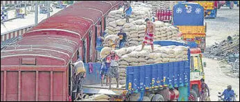  ?? PTI FILE ?? Before the strike started last week, at least 75,000 to 80,000 tonnes of wheat and rice stocks were being moved out of the state to consumer states on a daily basis, in 30 to 35 goods trains.