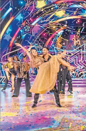  ??  ?? Strictly Come Dancing couples on the floor in last night’s launch show and, right, John Whaite and Johannes Radebe become the first all-male pairing