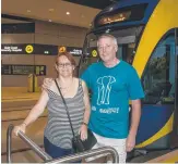  ??  ?? Alan Heywood and Bev Ford were among the first passengers from GCUH to Helensvale.