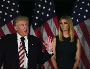  ??  ?? Donald Trump is joined on stage by his daughter, Ivanka, at a campaign stop at the Aston Community Center and Library in Pennsylvan­ia.