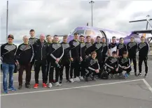  ??  ?? Sligo hurling team at Knock airport on route to Birmingham.