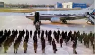  ?? ?? President Xi Jinping and dozens of top officials wait at Beijing’s Xijiao Airport to receive the body of Jiang Zemin yesterday.